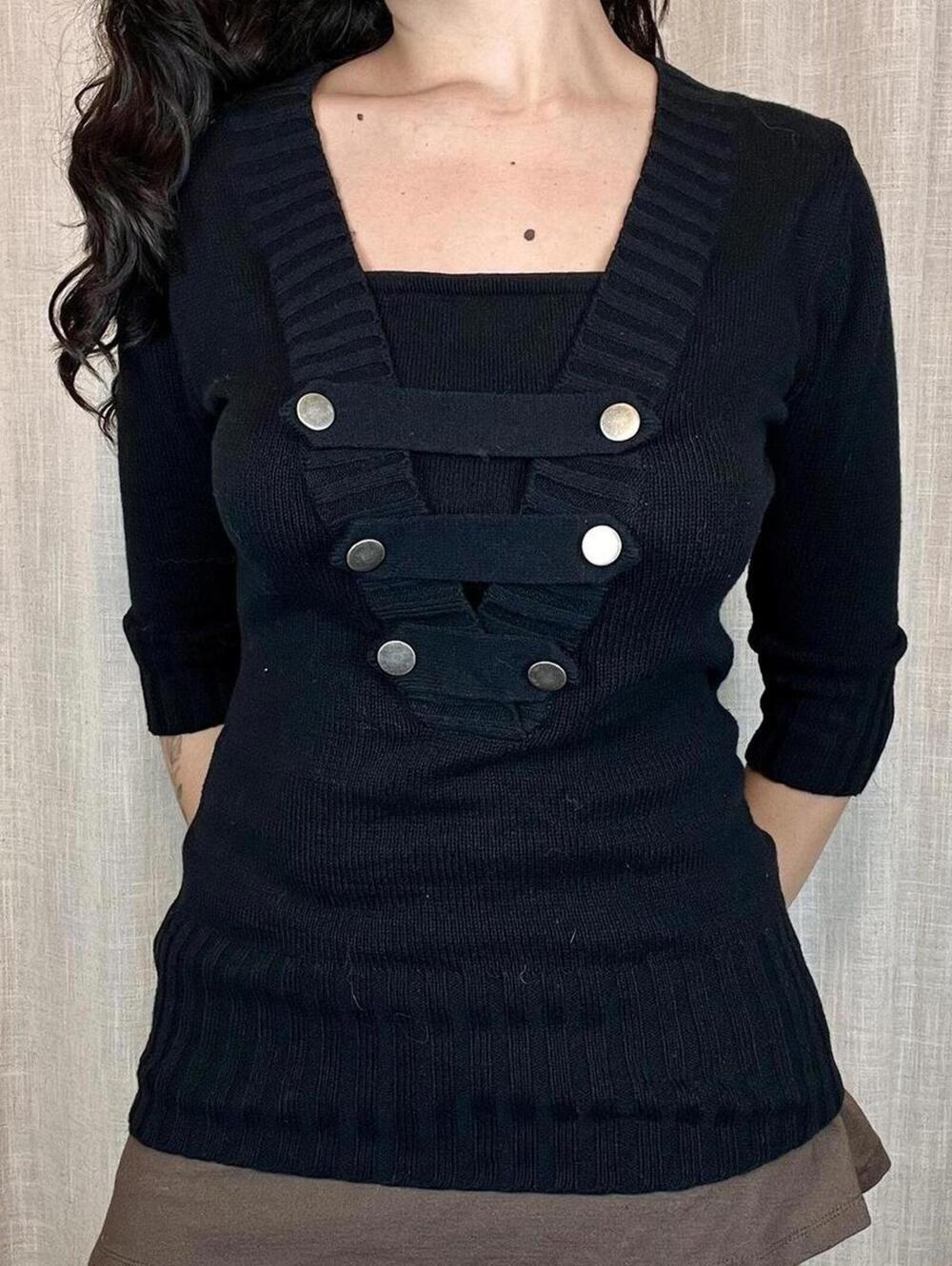 Black knit sweater top